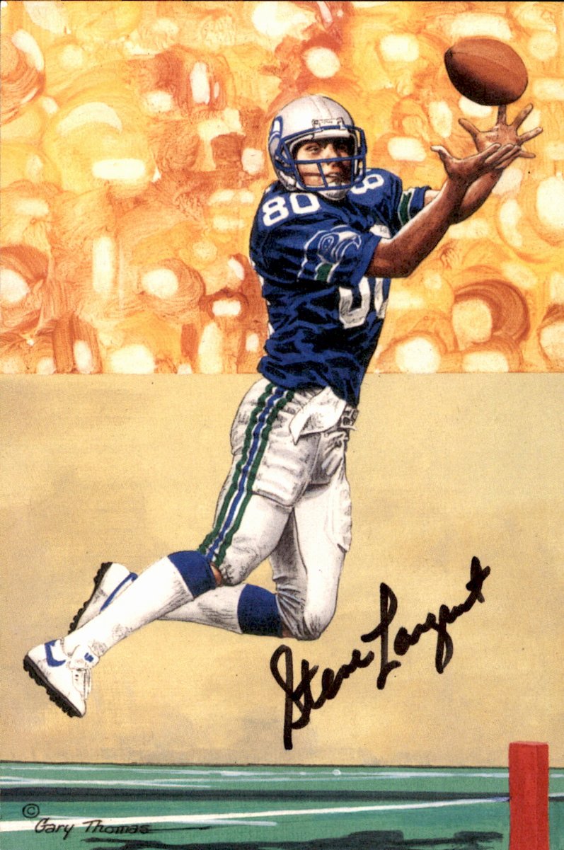 Steve Largent Seahawks HOF Autographed Goal Line Art GLAC Postcard JSA