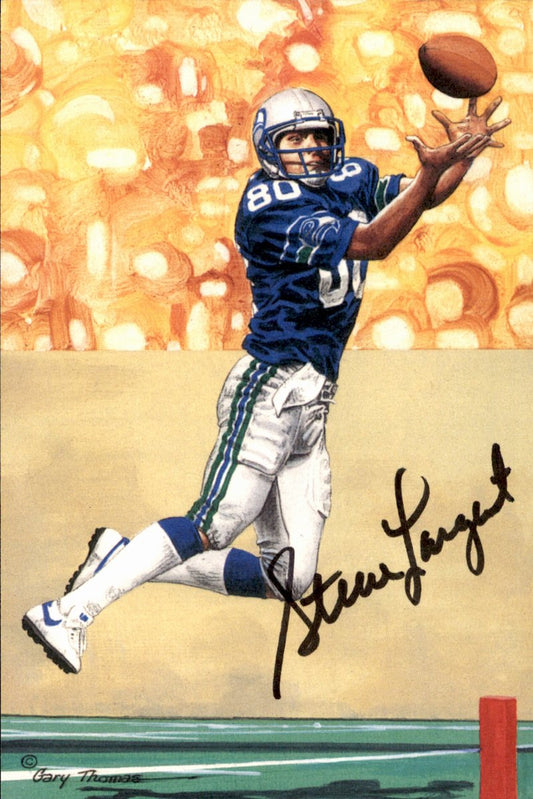 Steve Largent Seahawks HOF Autographed Goal Line Art GLAC Postcard JSA