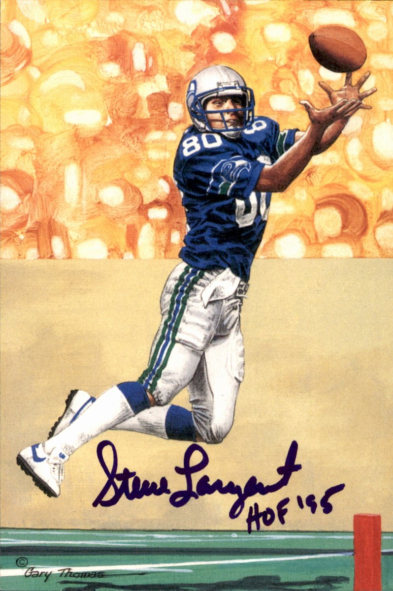 Steve Largent Seahawks HOF Autographed Goal Line Art GLAC Postcard JSA