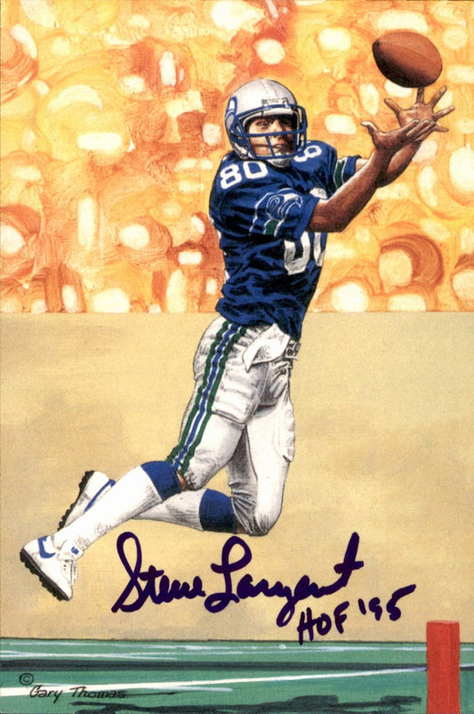 Steve Largent Seahawks HOF Autographed Goal Line Art GLAC Postcard JSA