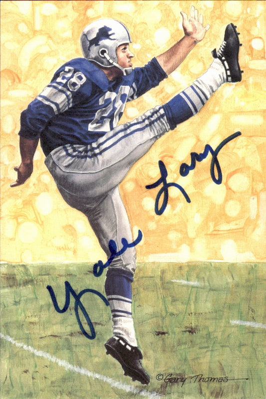 Yale Lary Lions HOF Autographed Goal Line Art GLAC Postcard JSA