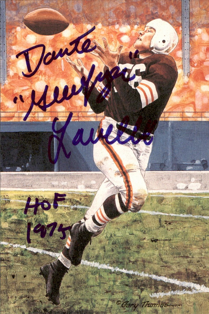 Dante Lavelli Browns HOF Autographed Goal Line Art GLAC Postcard JSA