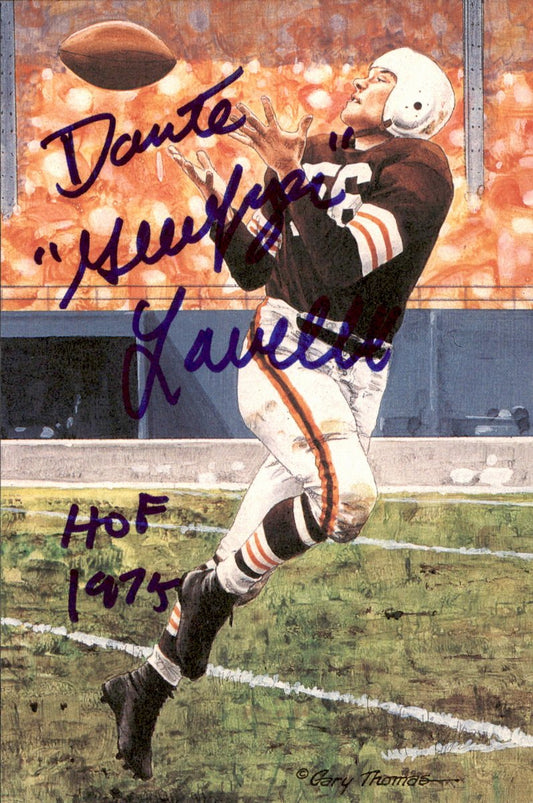 Dante Lavelli Browns HOF Autographed Goal Line Art GLAC Postcard JSA