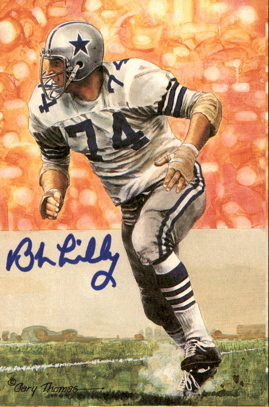 Bob Lilly Cowboys HOF Autographed Goal Line Art GLAC Postcard JSA
