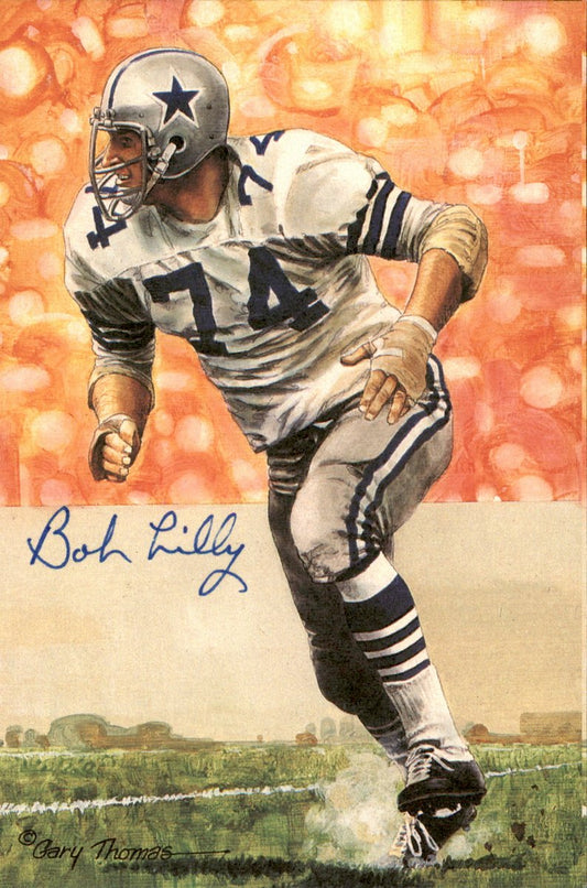 Bob Lilly Cowboys HOF Autographed Goal Line Art GLAC Postcard JSA