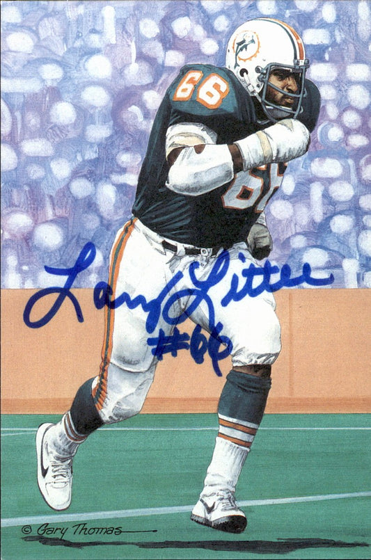 Larry Little Dolphins HOF Autographed Goal Line Art GLAC Postcard JSA