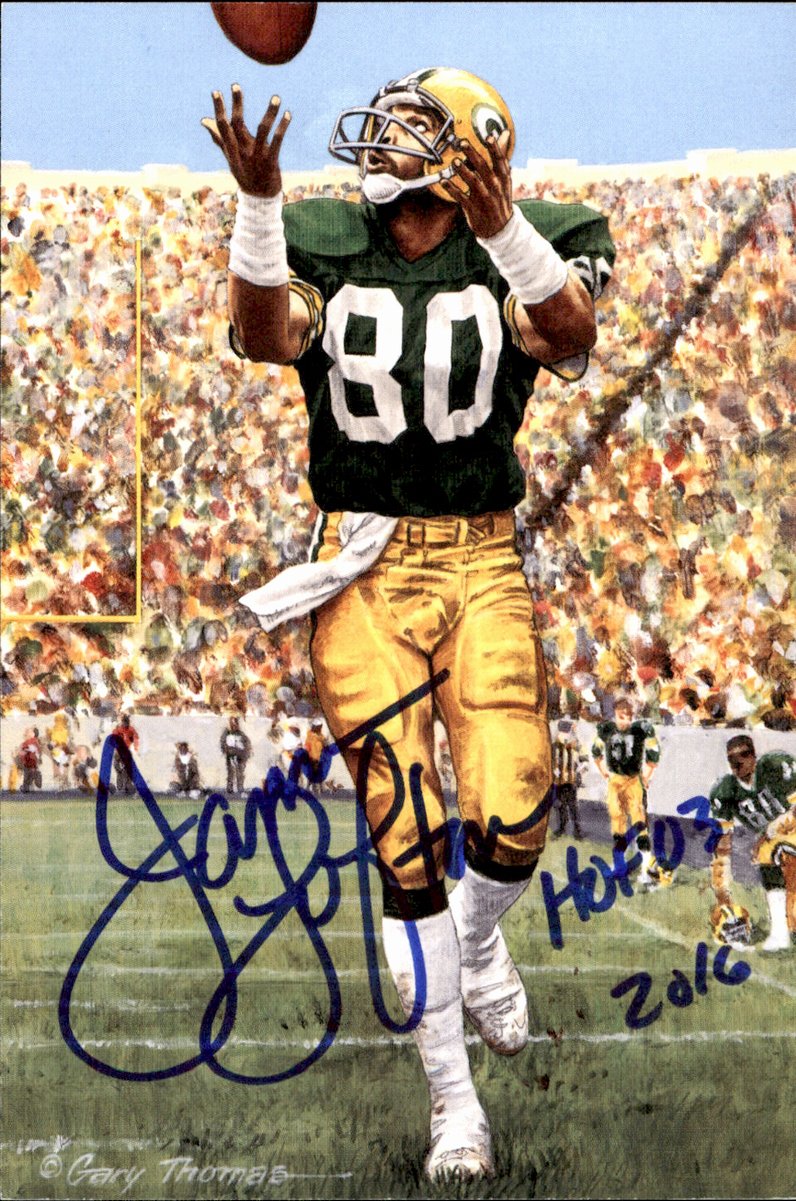 James Lofton Packers HOF Autographed Goal Line Art GLAC Postcard JSA