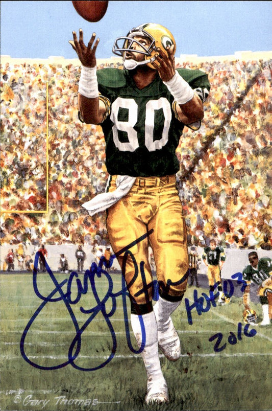 James Lofton Packers HOF Autographed Goal Line Art GLAC Postcard JSA