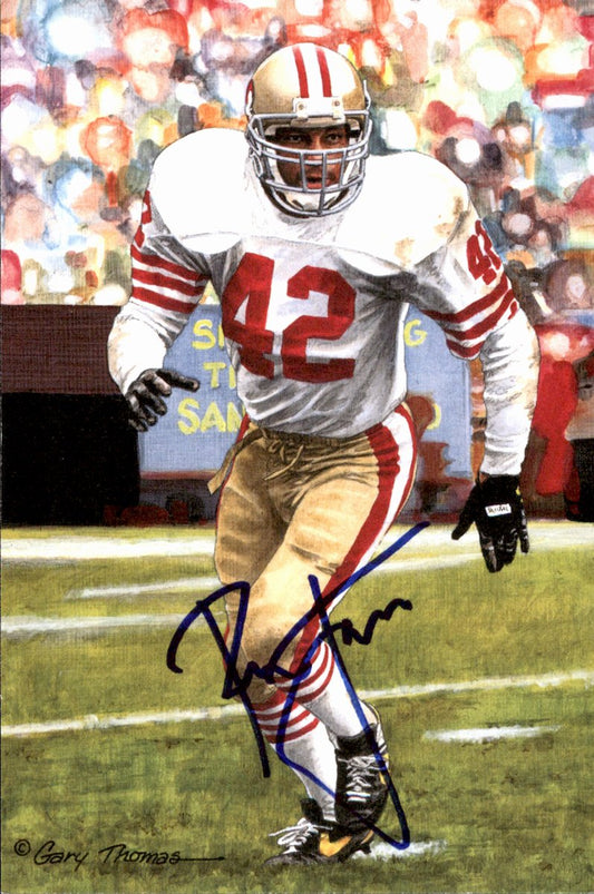 Ronnie Lott 49ers HOF Autographed Goal Line Art GLAC Postcard JSA