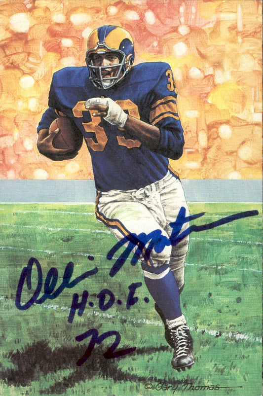 Ollie Matson Rams HOF Autographed Goal Line Art GLAC Postcard JSA