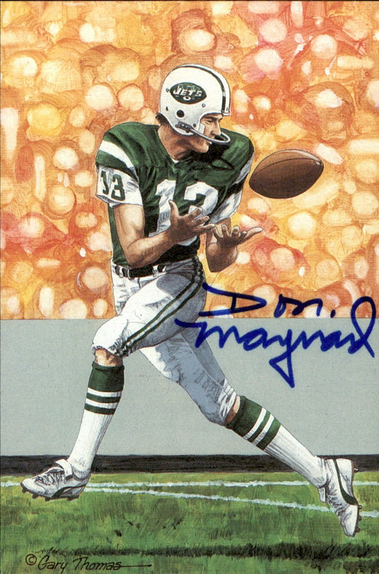 Don Maynard Jets HOF Autographed Goal Line Art GLAC Postcard JSA
