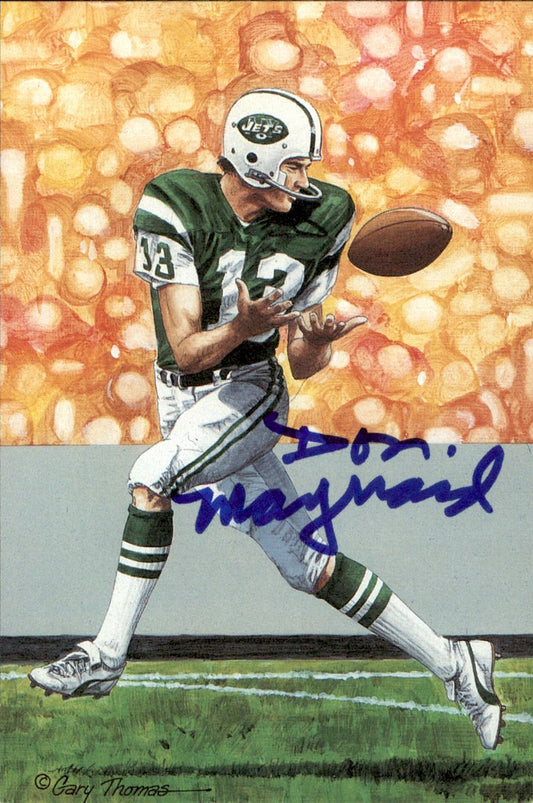 Don Maynard Jets HOF Autographed Goal Line Art GLAC Postcard JSA