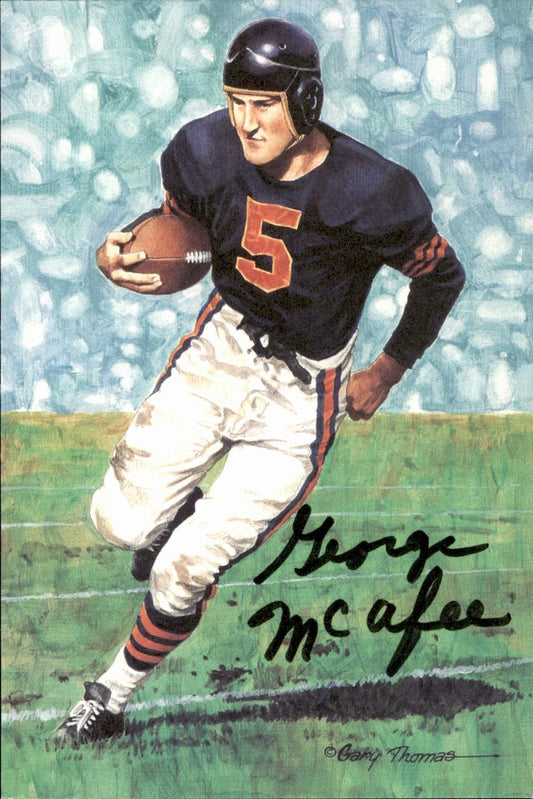 George McAfee Bears HOF Autographed Goal Line Art GLAC Postcard JSA