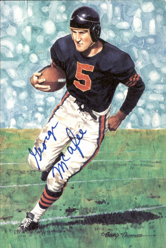 George McAfee Bears HOF Autographed Goal Line Art GLAC Postcard JSA