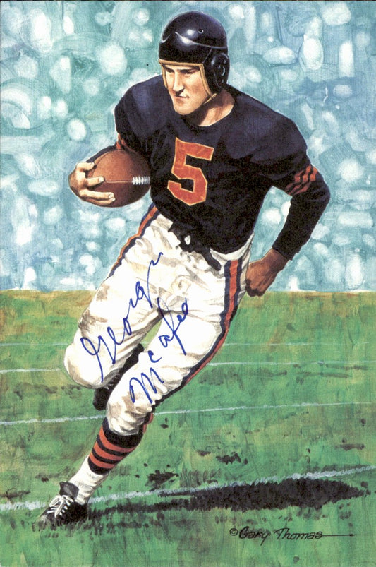 George McAfee Bears HOF Autographed Goal Line Art GLAC Postcard JSA