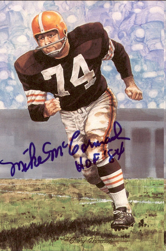 Mike McCormack Browns HOF Autographed Goal Line Art GLAC Postcard JSA