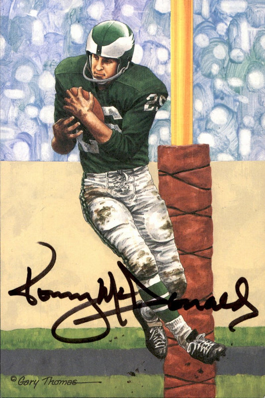 Tommy McDonald Eagles HOF Autographed Goal Line Art GLAC Postcard JSA