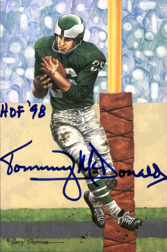 Tommy McDonald Eagles HOF Autographed Goal Line Art GLAC Postcard JSA