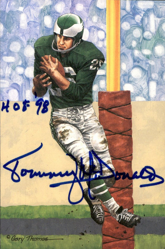 Tommy McDonald Eagles HOF Autographed Goal Line Art GLAC Postcard JSA
