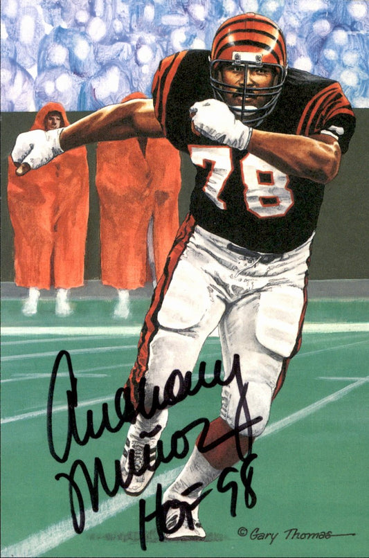 Anthony Munoz Bengals HOF Autographed Goal Line Art GLAC Postcard JSA