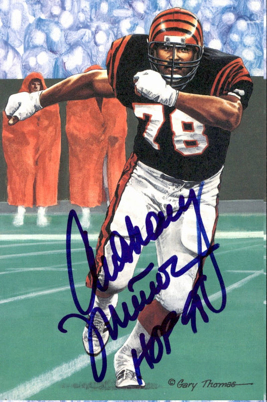 Anthony Munoz Bengals HOF Autographed Goal Line Art GLAC Postcard JSA