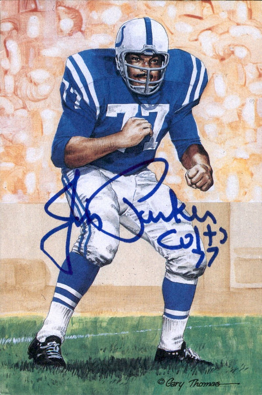 Jim Parker Colts HOF Autographed Goal Line Art GLAC Postcard JSA