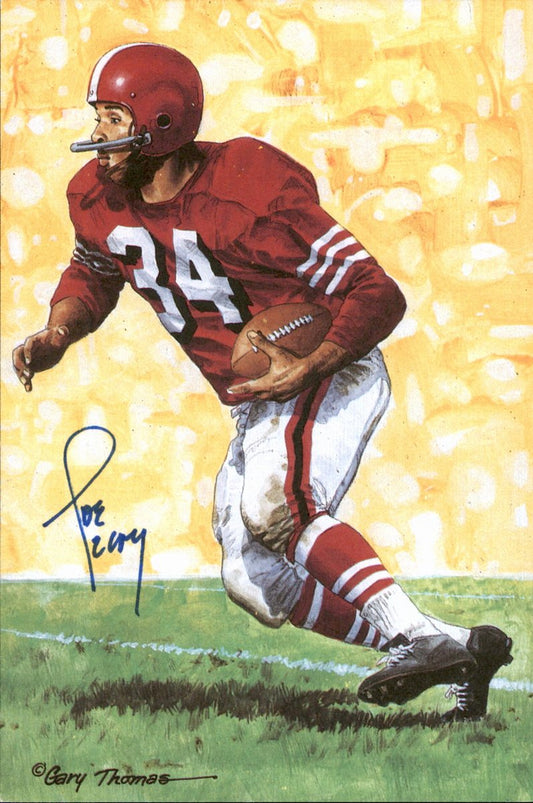Joe Perry 49ers HOF Autographed Goal Line Art GLAC Postcard JSA