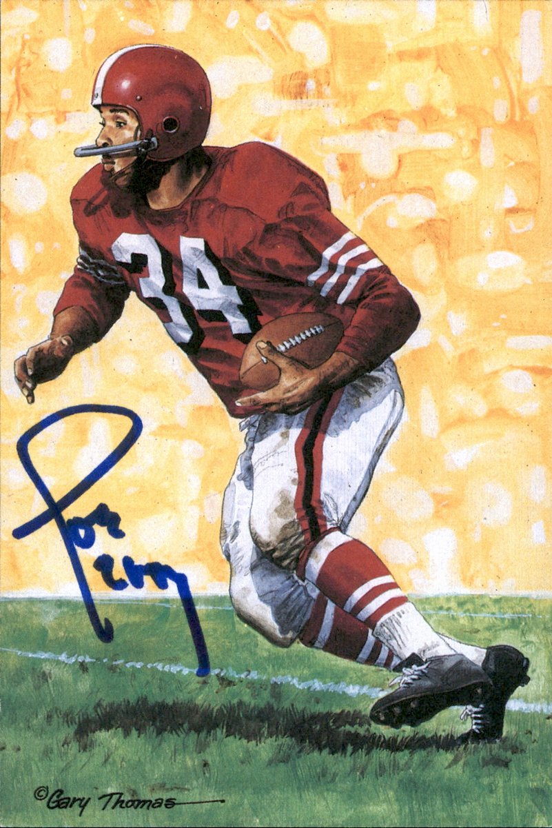 Joe Perry 49ers HOF Autographed Goal Line Art GLAC Postcard JSA