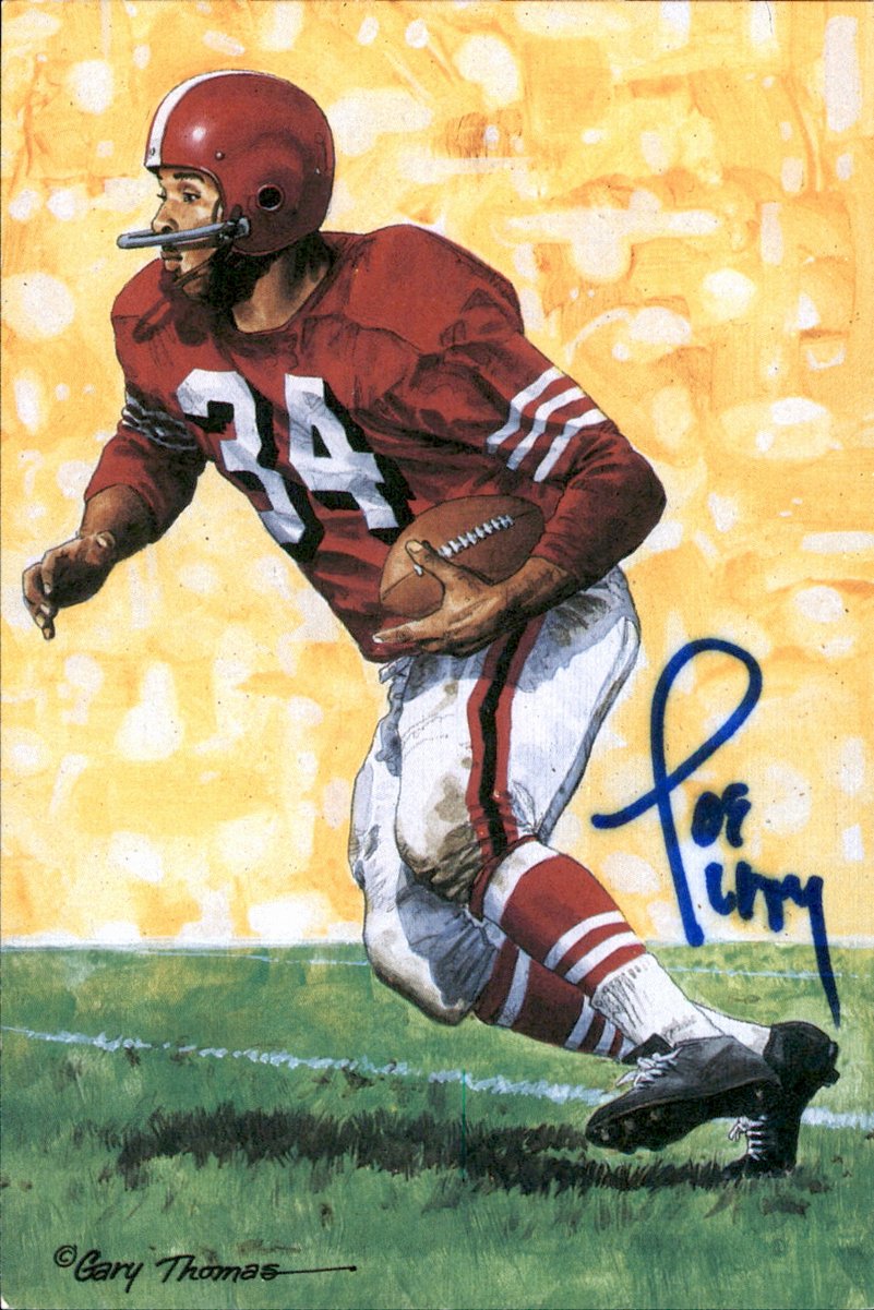 Joe Perry 49ers HOF Autographed Goal Line Art GLAC Postcard JSA