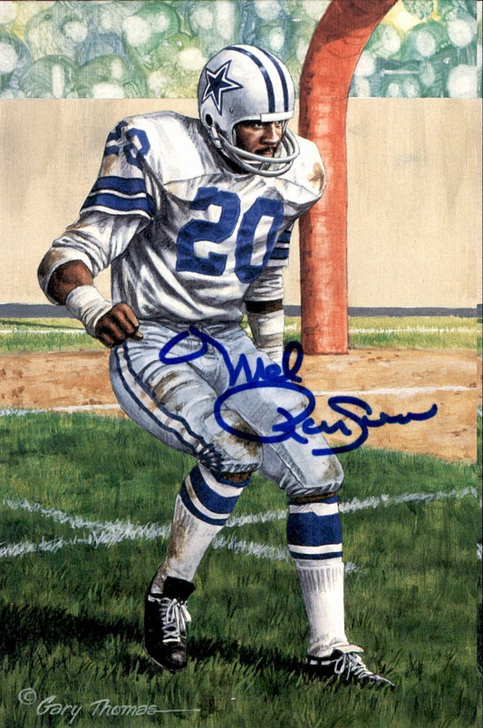Mel Renfro Cowboys HOF Autographed Goal Line Art GLAC Postcard JSA