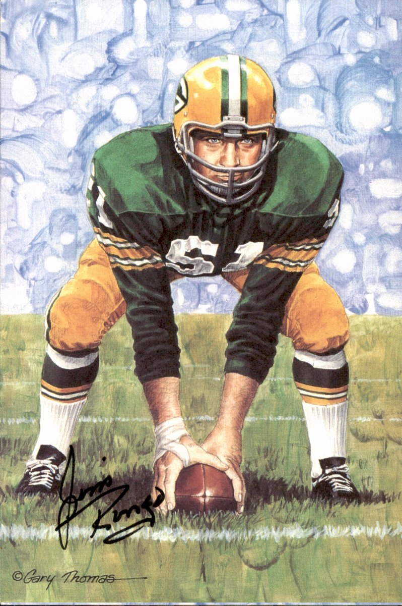 Jim Ringo Packers HOF Autographed Goal Line Art GLAC Postcard JSA