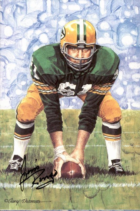 Jim Ringo Packers HOF Autographed Goal Line Art GLAC Postcard JSA
