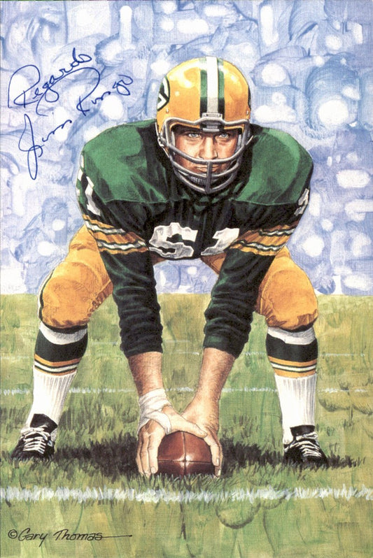 Jim Ringo Packers HOF Autographed Goal Line Art GLAC Postcard JSA
