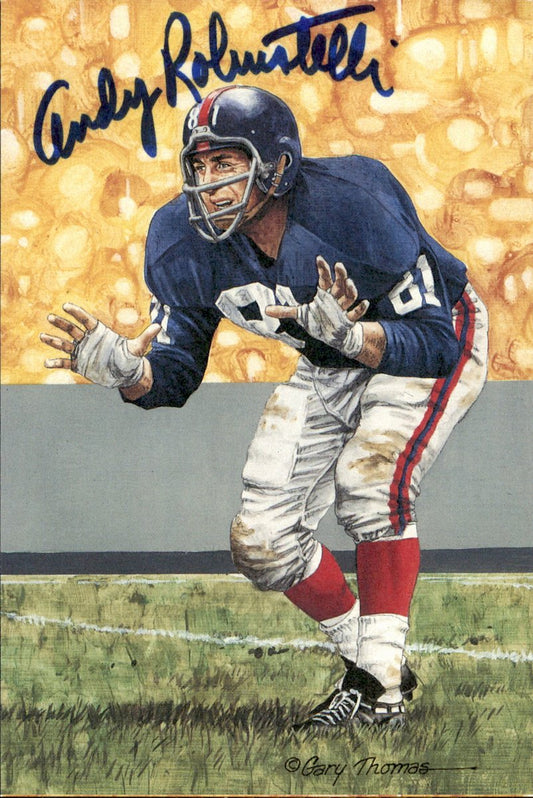 Andy Robustelli Giants HOF Autographed Goal Line Art GLAC Postcard JSA