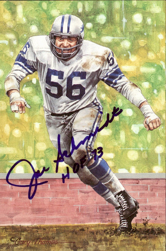 Joe Schmidt Lions HOF Autographed Goal Line Art GLAC Postcard JSA