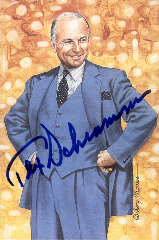 Tex Schramm Cowboys HOF Autographed Goal Line Art GLAC Postcard JSA