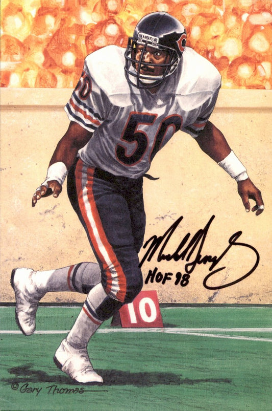 Mike Singletary Bears HOF Autographed Goal Line Art GLAC Postcard JSA