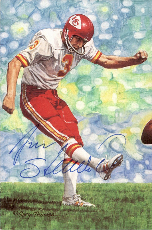 Jan Stenerud Chiefs Blue Seal 5/50 HOF Autographed Goal Line Art GLAC Postcard JSA