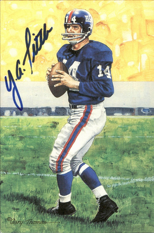 Y.A. Tittle Giants HOF Autographed Goal Line Art GLAC Postcard JSA