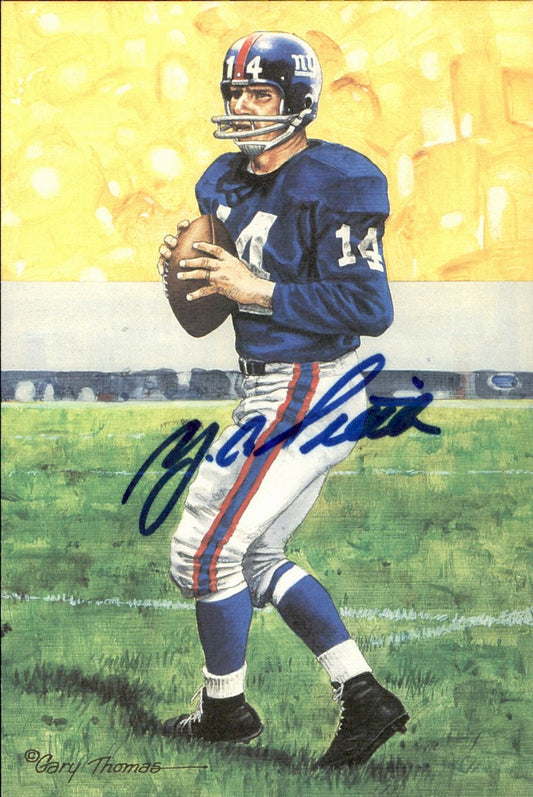 Y.A. Tittle Giants HOF Autographed Goal Line Art GLAC Postcard JSA