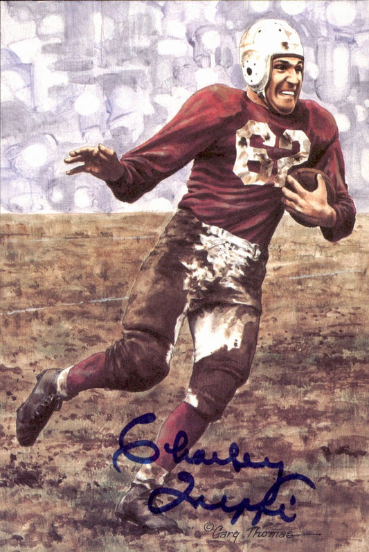 Charley Trippi Cardinals HOF Autographed Goal Line Art GLAC Postcard JSA