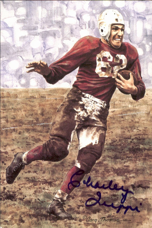 Charley Trippi Cardinals HOF Autographed Goal Line Art GLAC Postcard JSA