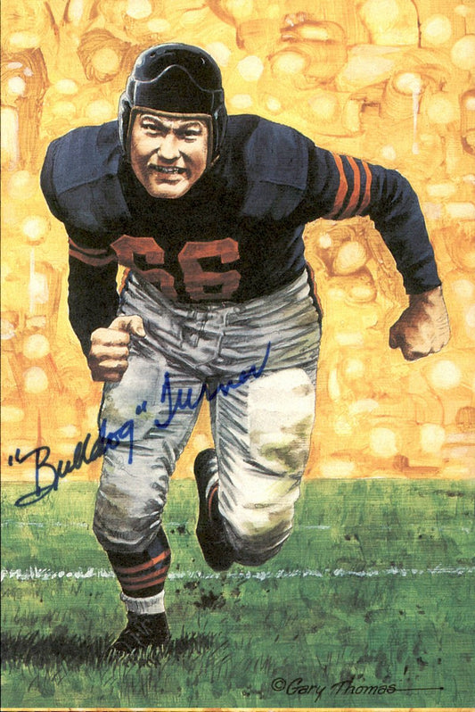 Clyde Bulldog Turner Bears HOF Autographed Goal Line Art GLAC Postcard JSA