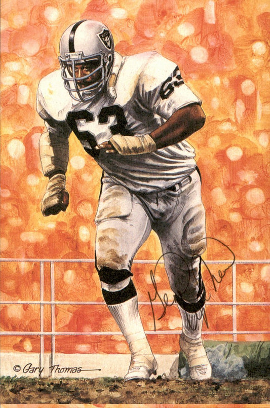 Gene Upshaw Raiders HOF Autographed Goal Line Art GLAC Postcard JSA