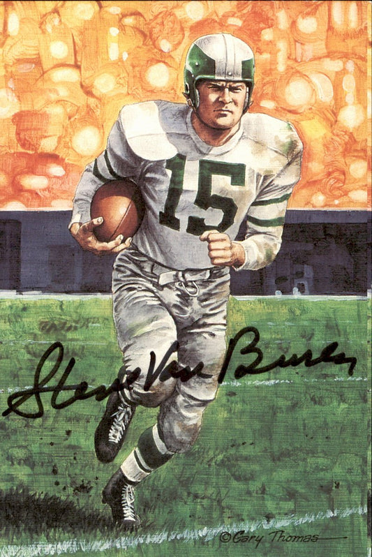 Steve Van Buren Eagles HOF Autographed Goal Line Art GLAC Postcard JSA