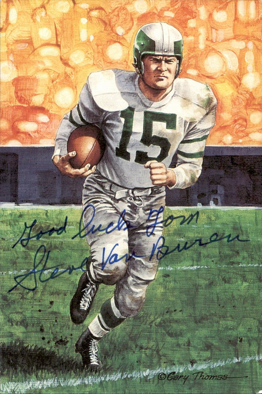 Steve Van Buren Eagles HOF Autographed Goal Line Art GLAC Postcard JSA
