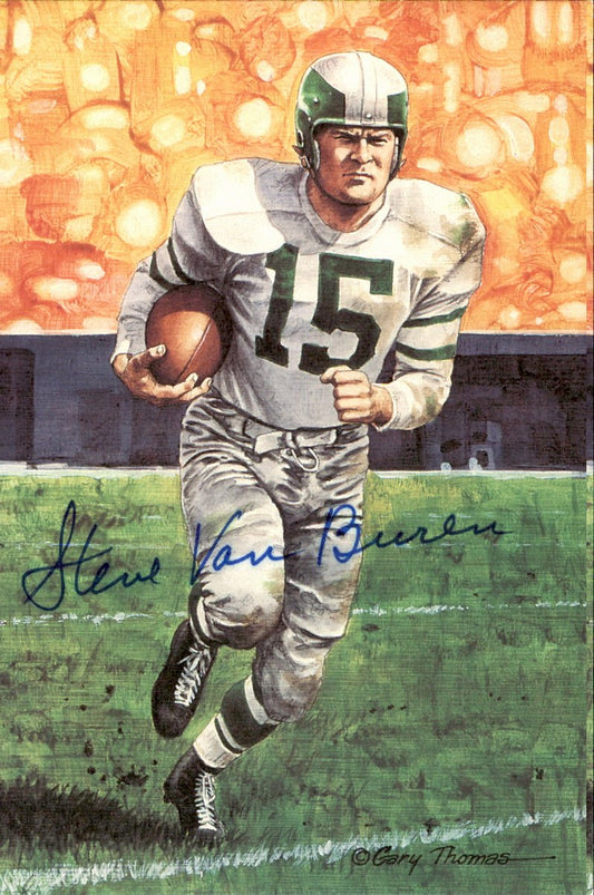 Steve Van Buren Eagles HOF Autographed Goal Line Art GLAC Postcard JSA