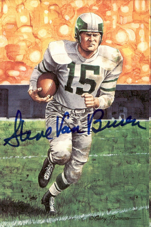 Steve Van Buren Eagles HOF Autographed Goal Line Art GLAC Postcard JSA