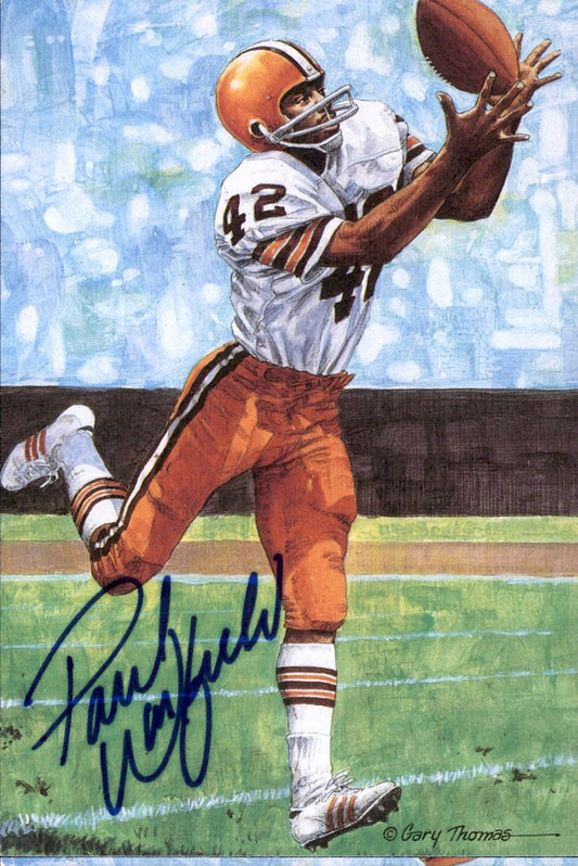 Paul Warfield Browns HOF Autographed Goal Line Art GLAC Postcard JSA
