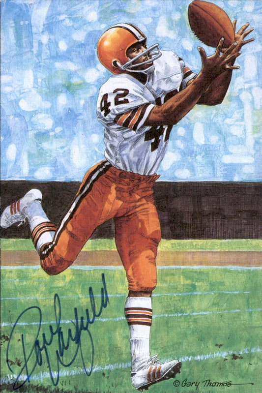 Paul Warfield Browns HOF Autographed Goal Line Art GLAC Postcard JSA